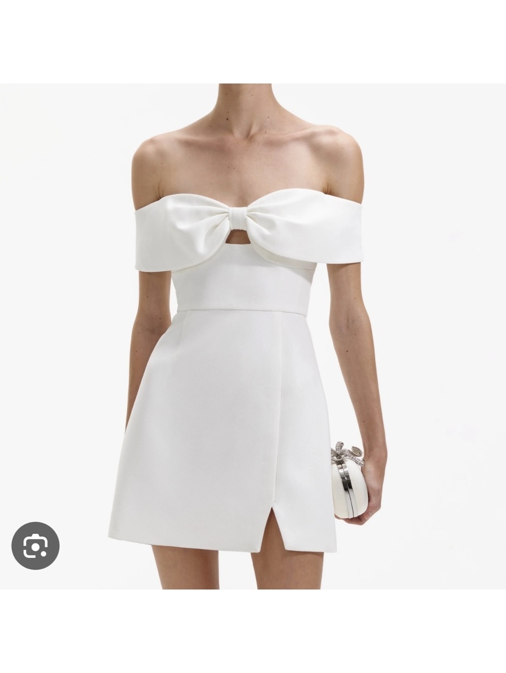 self-portrait Bow Mini Dress in White nwt some dirt